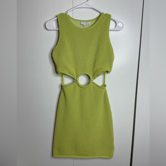 Ronny Kobo Collective - Lime Green Crochet Cutout Mini Dress - Small RTR - Picture 3 of 11